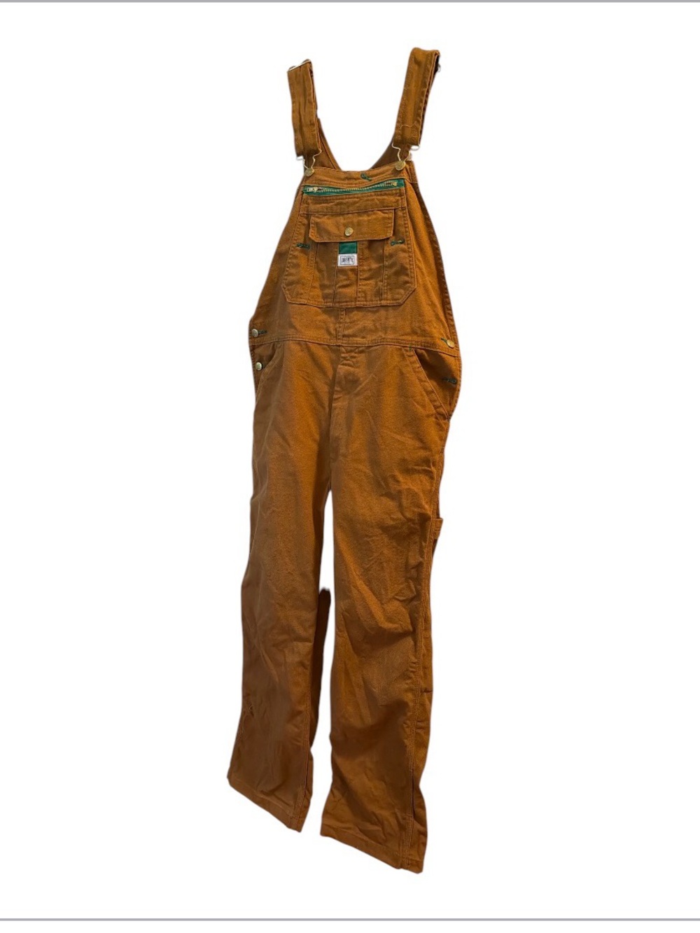 Liberty Overalls 34 x 30" Denim Bib Carpenter Utility Workwear Brown Canvas